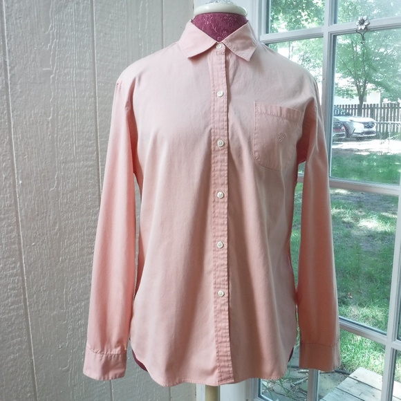 Brooks Brothers Coral Color Button Up Long Sleeve Collared Blouse - Picture 4 of 6